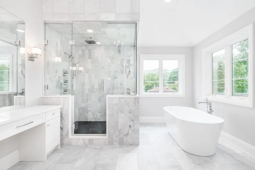 Glass installation for bathroom shower in Bellevue, WA