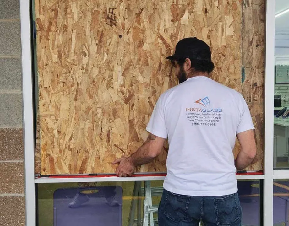Storefront Window Board Up in Seattle, WA